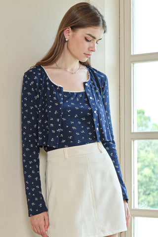 Floral Knit Cardigan and Tank Set