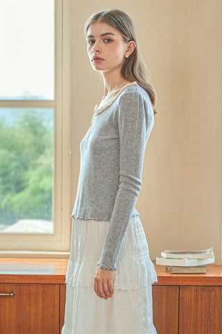 Soft Gray Knit Top