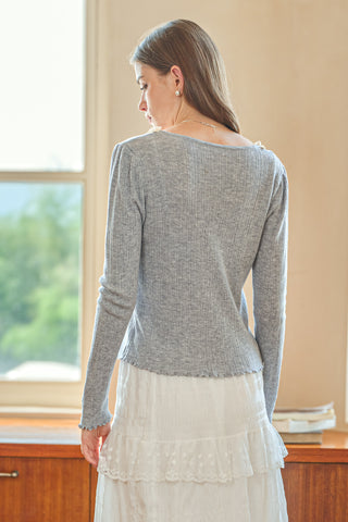 Soft Gray Knit Top