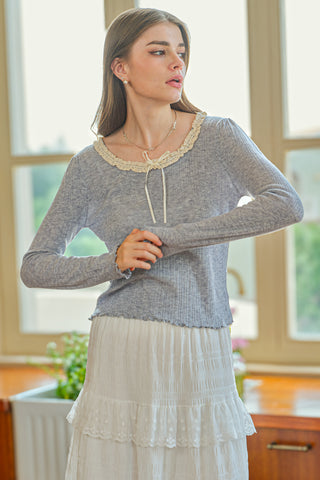 Soft Gray Knit Top